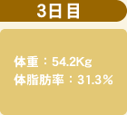 3日目 54.2Kg 31.3％