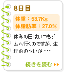 8日目　53.7Kg　27.0％