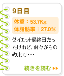 9日目　53.7Kg　27.0％