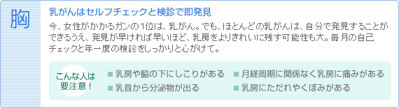 ＜胸＞　乳がんはセルフチェックと検診で即発見