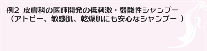 例2 皮膚科の医師開発の低刺激・弱酸性シャンプー（アトピー、敏感肌、乾燥肌にも安心なシャンプー ）